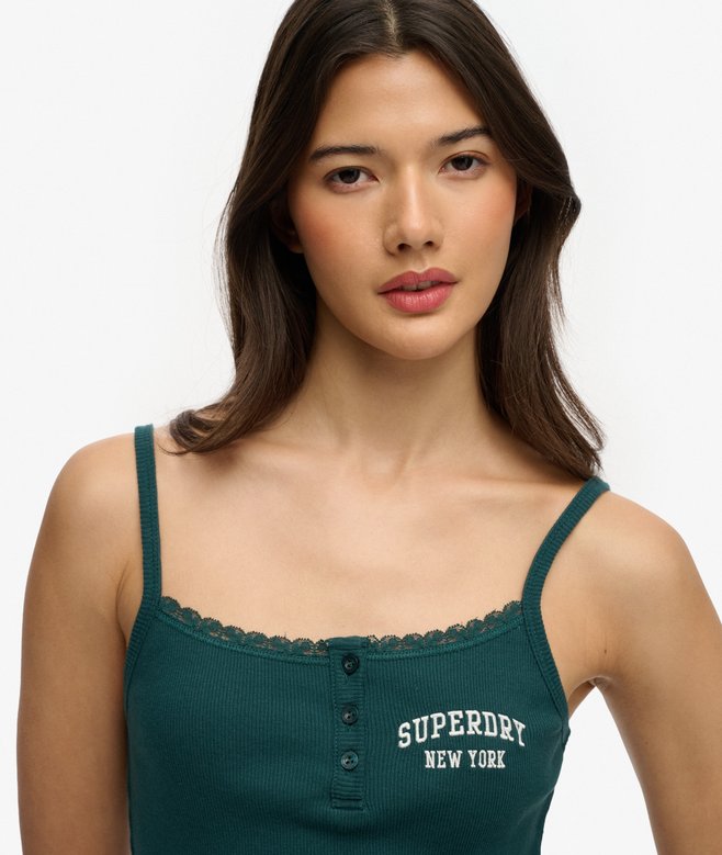 Superdry Athletic Essentials Embroidered Button Cami Top
