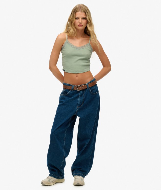 Superdry Athletic Essentials Lace Trim Cropped Cami Top