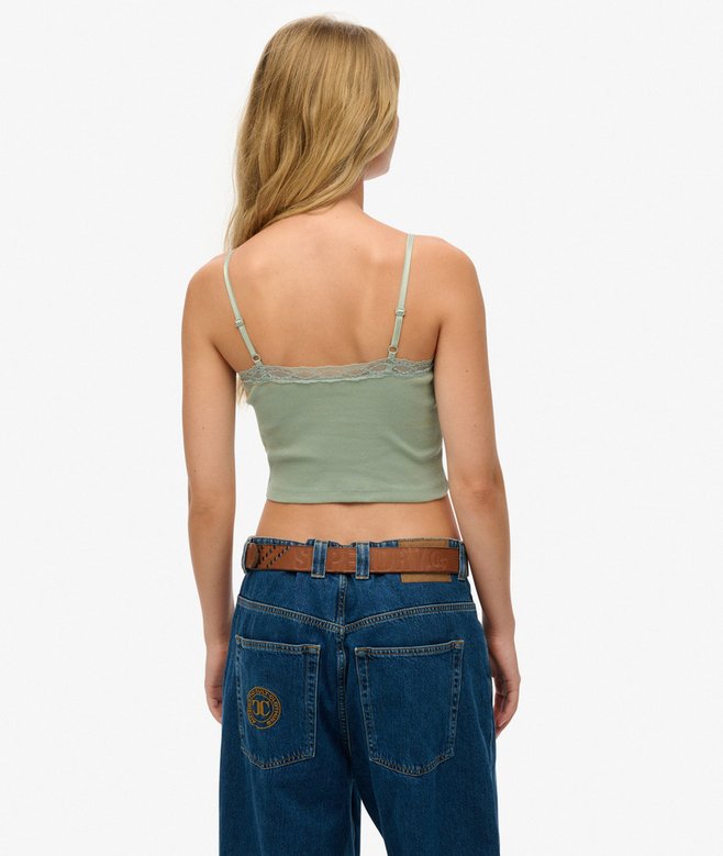 Superdry Athletic Essentials Lace Trim Cropped Cami Top