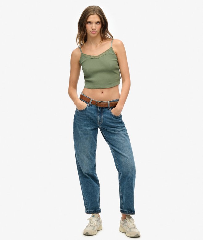 Superdry Athletic Essentials Lace Trim Cropped Cami Top