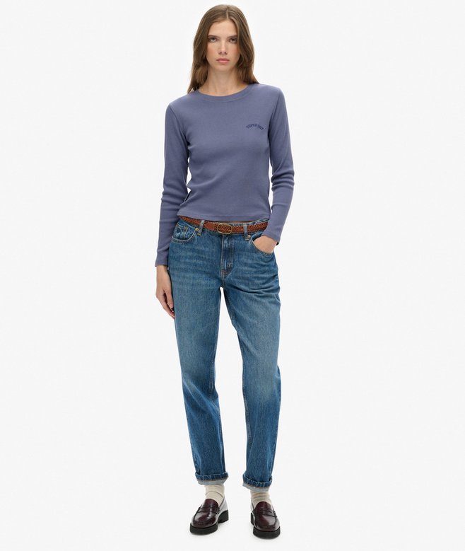 Superdry Athletic Essentials Logo Garment Dyed Ribbed Top
