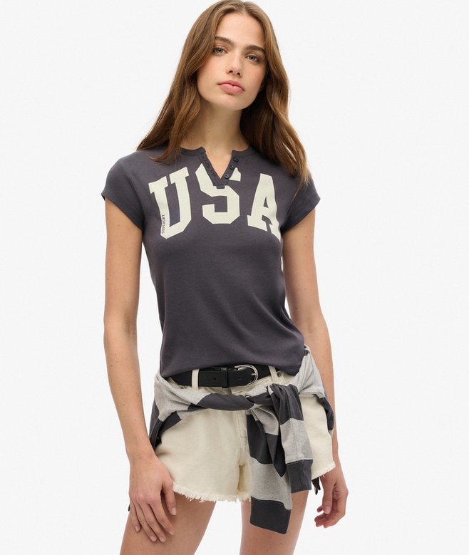 superdry Athletic Essentials Notch Neck Graphic T-Shirt