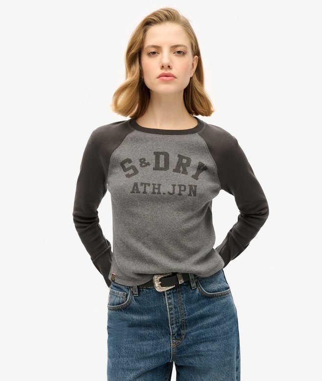 superdry Athletic Essentials Rib Slim Long Sleeve Top