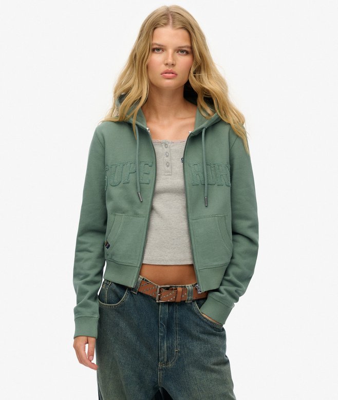 superdry Athletic Essentials Tonal Cropped Zip Hoodie