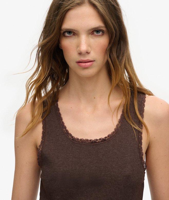 Superdry Athletic Essentials Vintage Lace Trim Vest Top