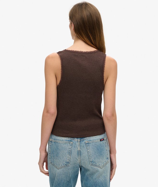 Superdry Athletic Essentials Vintage Lace Trim Vest Top