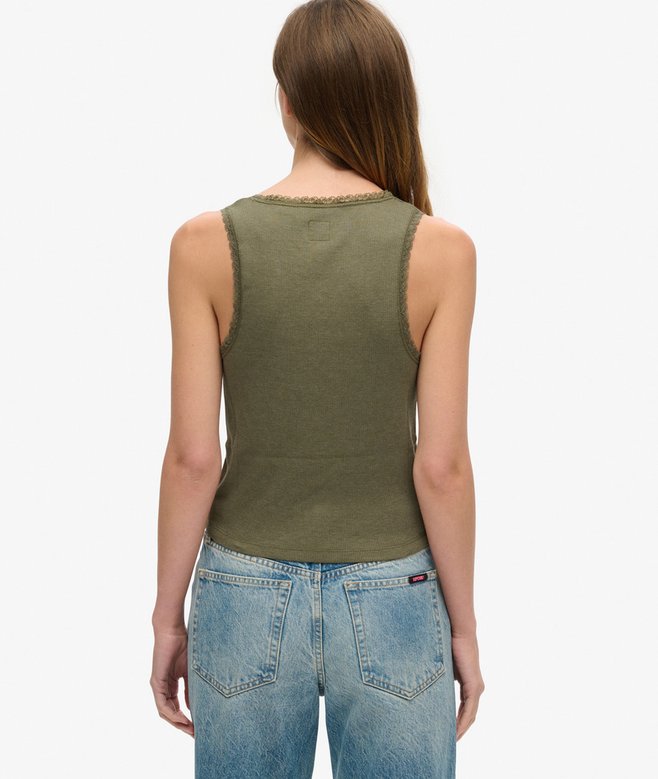 Superdry Athletic Essentials Vintage Lace Trim Vest Top