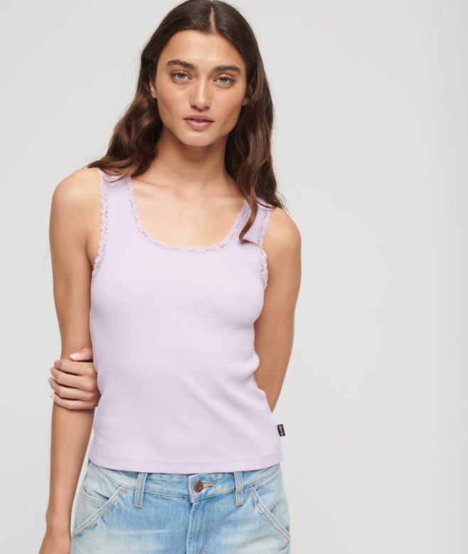 Superdry Athletic Essentials Vintage Lace Trim Vest Top
