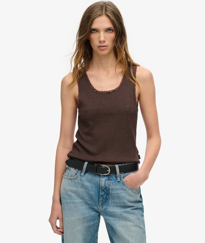 superdry Athletic Essentials Vintage Lace Trim Vest Top