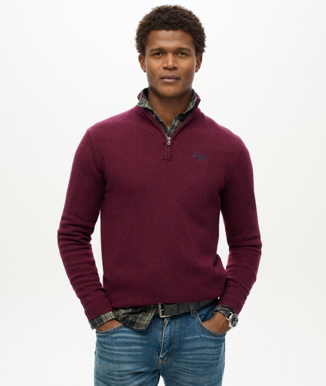 superdry Essential Embroidered Knitted Half Zip Jumper
