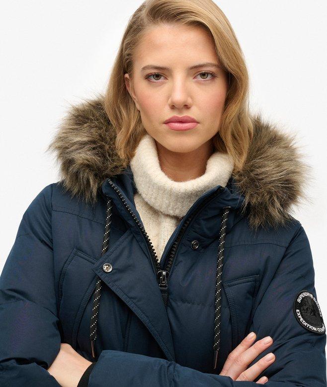 Superdry Everest Microfibre Mid Faux Fur Puffer Jacket