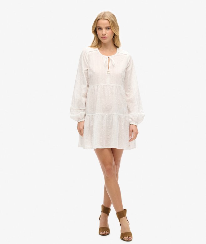 Superdry Ibiza Long Sleeve Tiered Sparkle Mini Dress