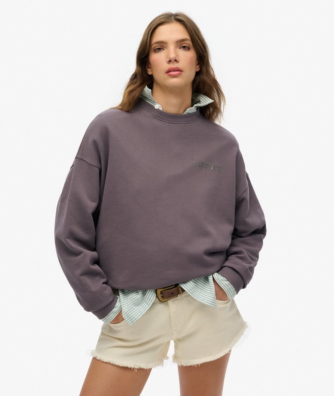 superdry Old School Tattoo Oversized Crew Sweatshirt