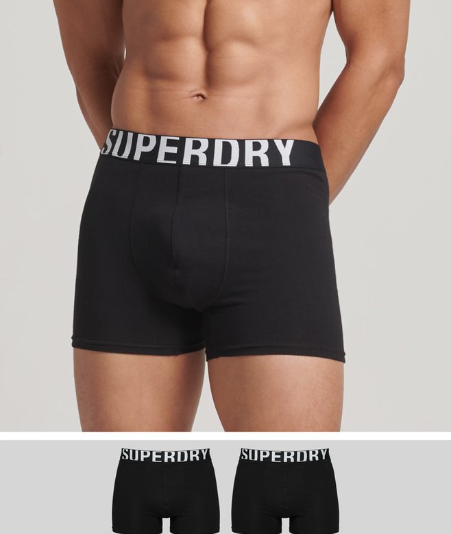 superdry Organic Cotton Boxer Dual Logo Double Pack