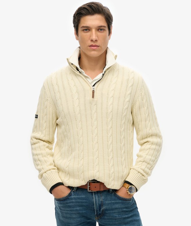 superdry Organic Cotton Classic Cable Half-Zip Jumper