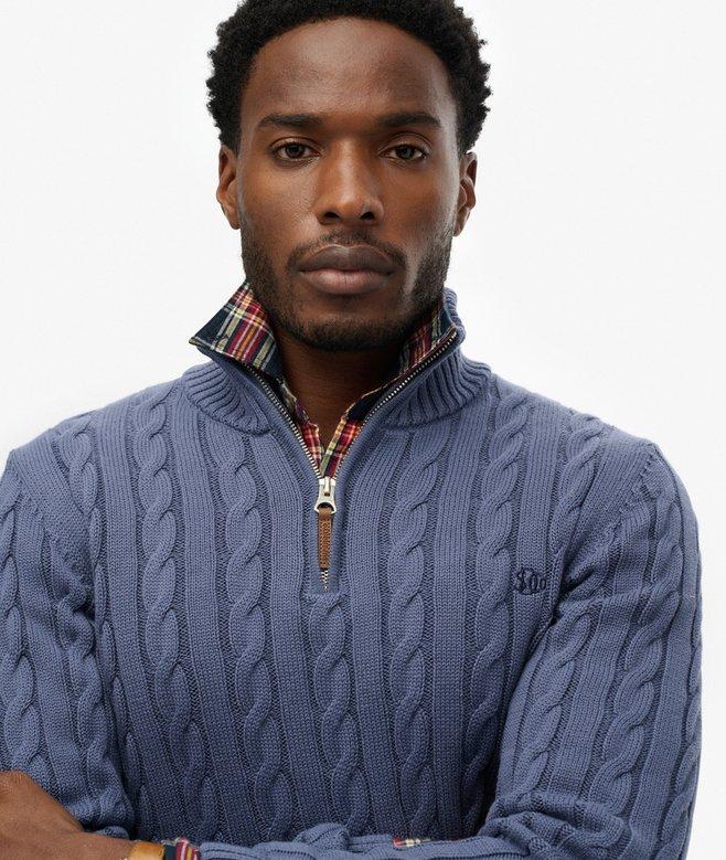 superdry Organic Cotton Classic Cable Half-Zip Jumper
