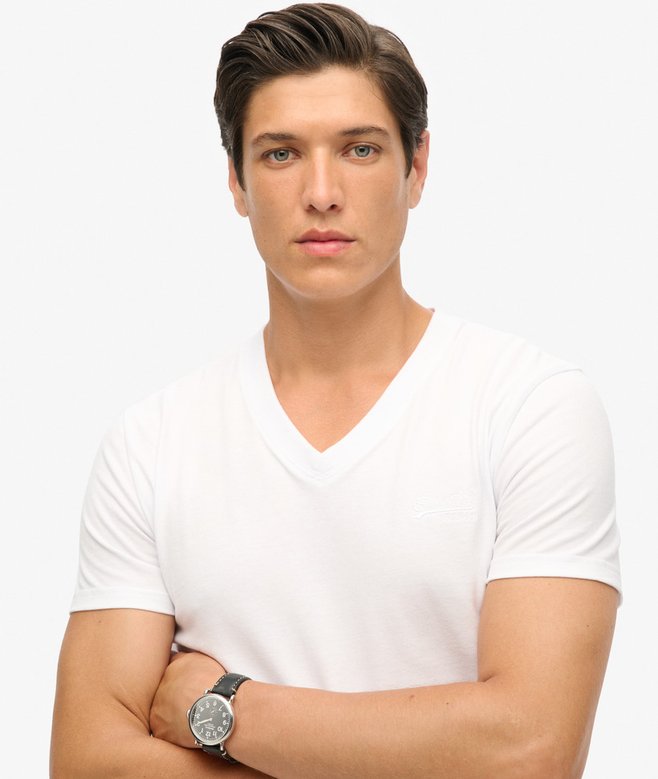Superdry Organic Cotton Embroidered Logo V Neck T-Shirt