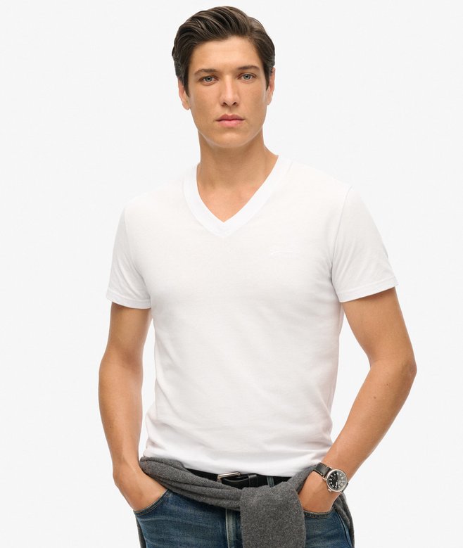 superdry Organic Cotton Embroidered Logo V Neck T-Shirt