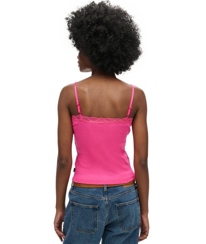 Superdry Organic Cotton Essential Rib Lace Cami Top
