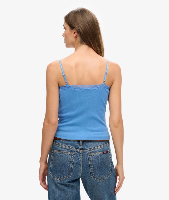 Superdry Organic Cotton Essential Rib Lace Cami Top