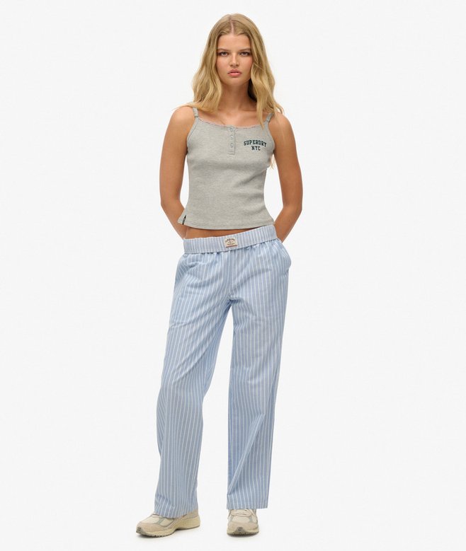 superdry Organic Cotton Stripe Elasticated Trousers