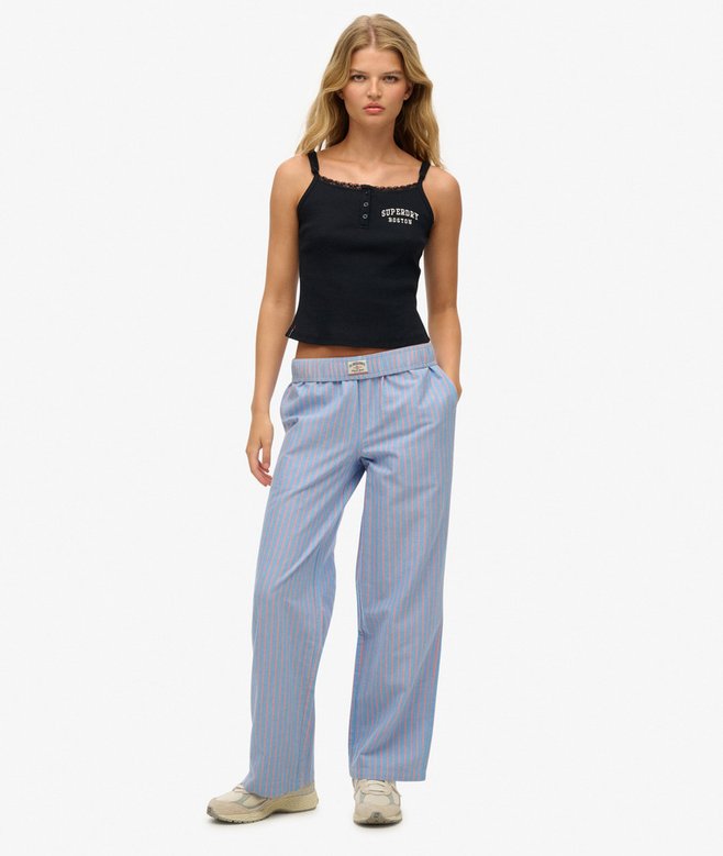 superdry Organic Cotton Stripe Elasticated Trousers