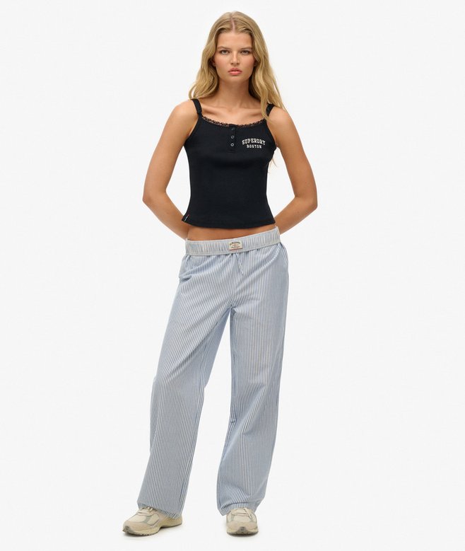 superdry Organic Cotton Stripe Elasticated Trousers