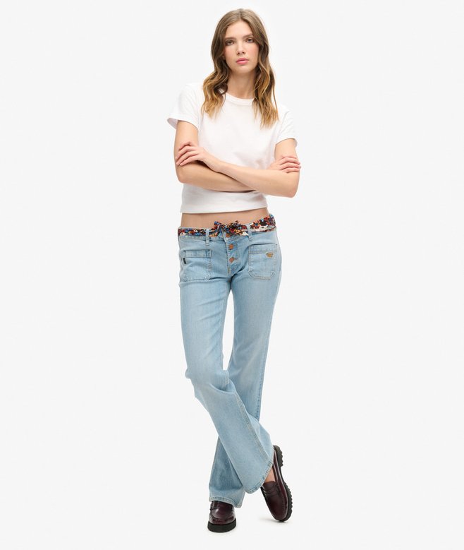superdry Organic Cotton Vintage Low Rise Slim Flare Jeans