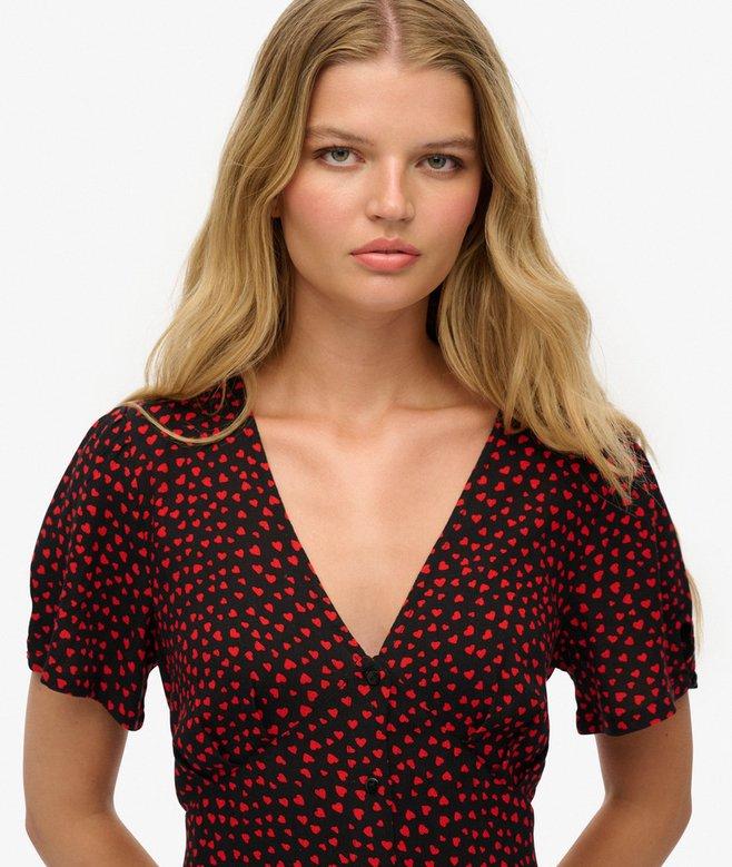 Superdry Printed Button-up Short Sleeve Midi Tea Dress