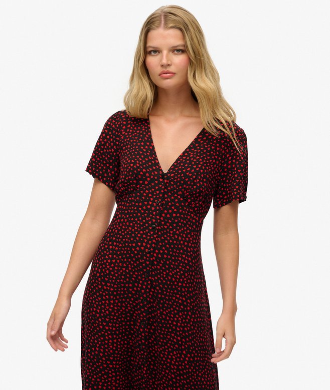 Superdry Printed Button-up Short Sleeve Midi Tea Dress