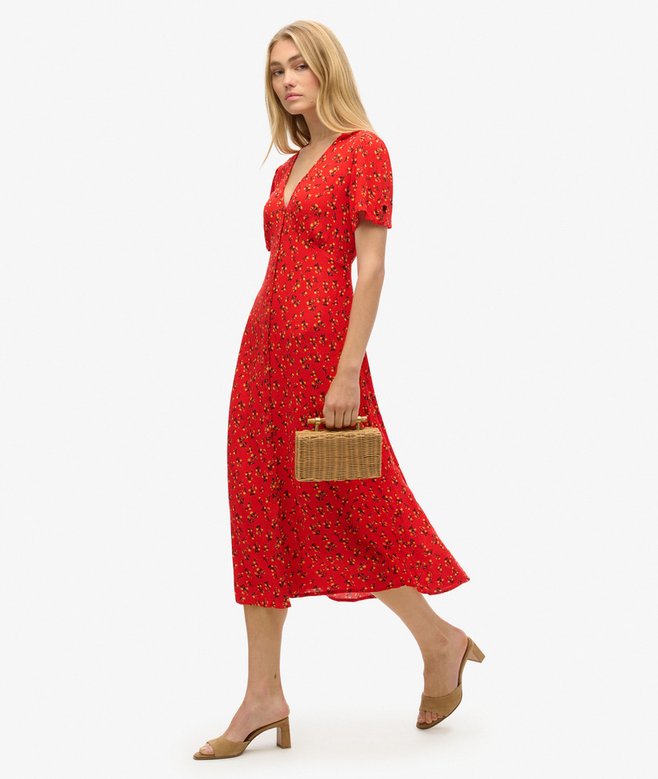 Superdry Printed Button-up Short Sleeve Midi Tea Dress