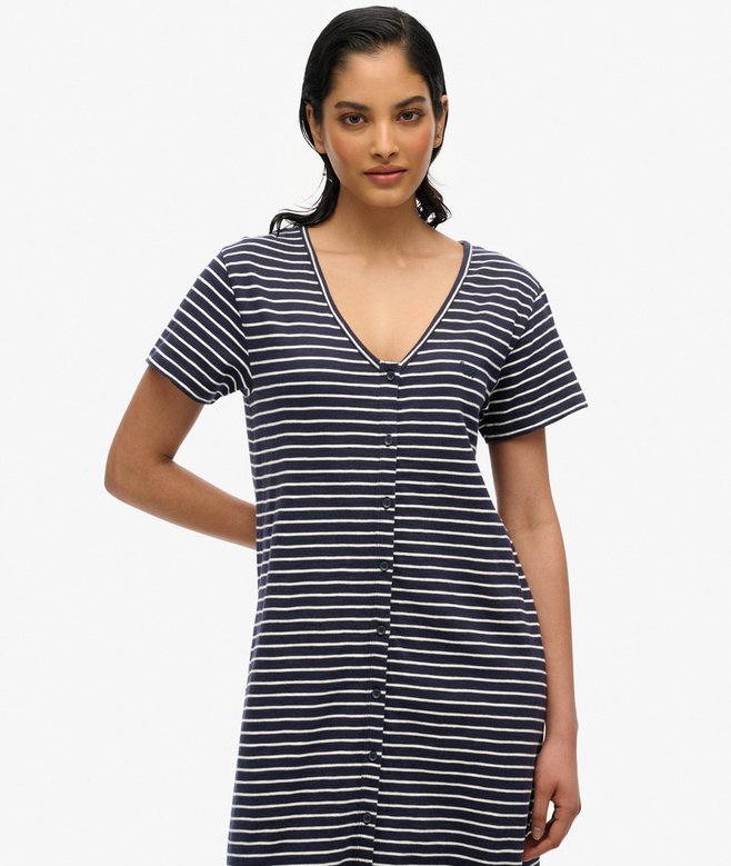 Superdry Short Sleeve Button Through Jersey Midi Dress