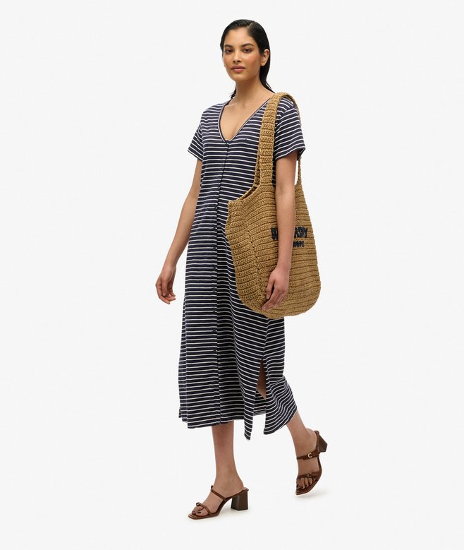 Superdry Short Sleeve Button Through Jersey Midi Dress