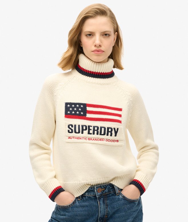 superdry Americana Roll Neck Knit Jumper