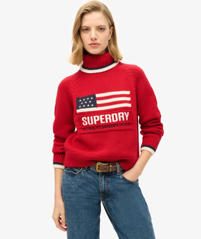 superdry Americana Roll Neck Knit Jumper