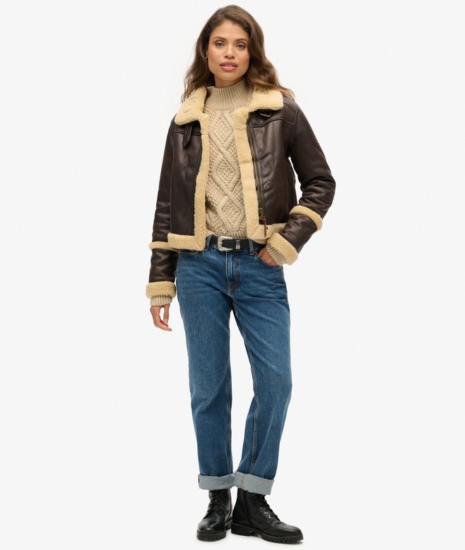 Superdry Aran Cable Knit Polo Jumper