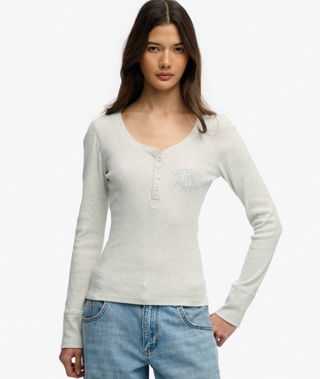 superdry Athletic Button Down Long Sleeve Top