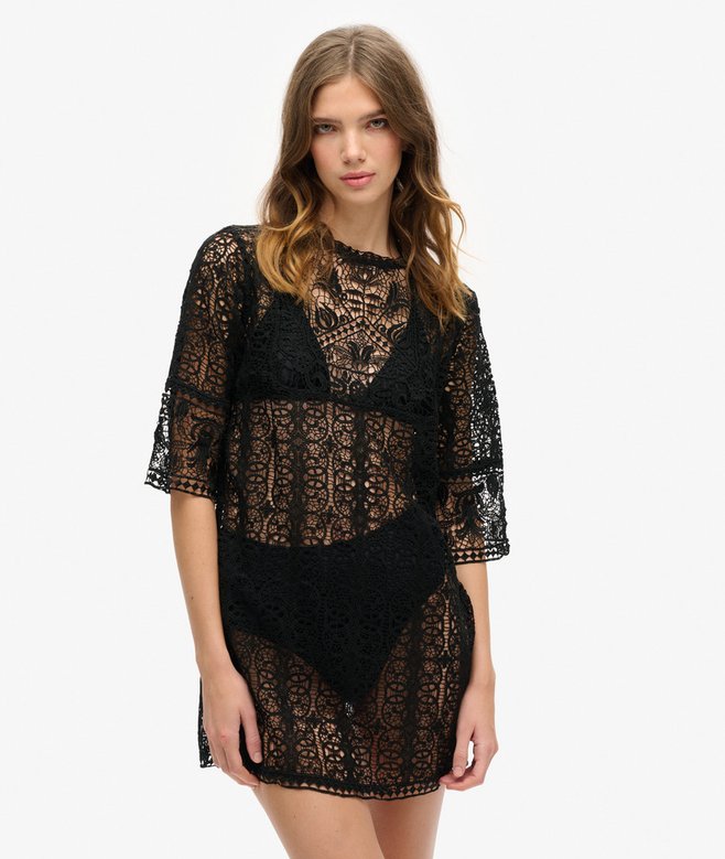 superdry Beach Cover Up Lace Mini Dress