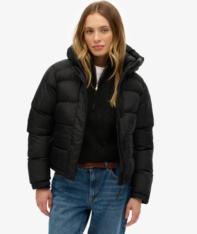 Superdry Black Puffer Jacket With Hood