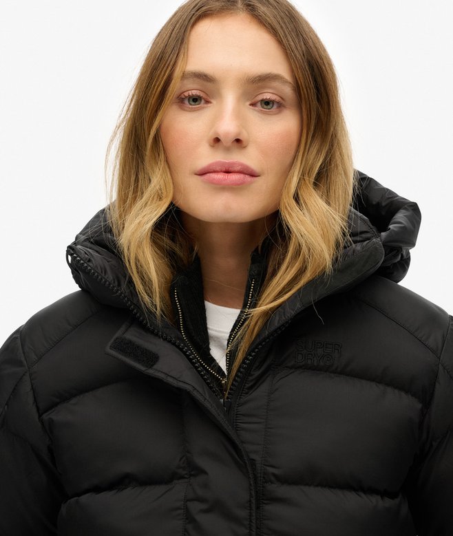 Superdry Black Puffer Jacket With Hood