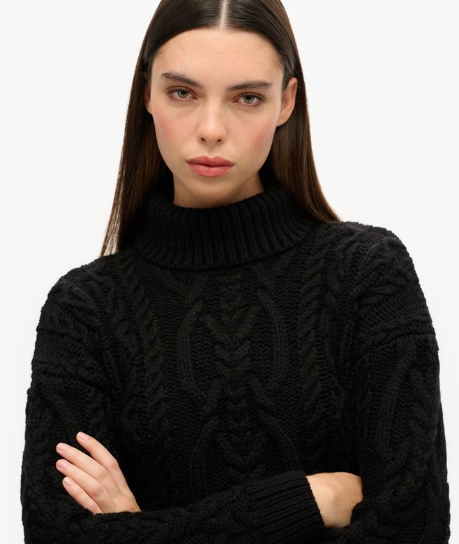 Superdry Cable Knit Polo Neck Jumper