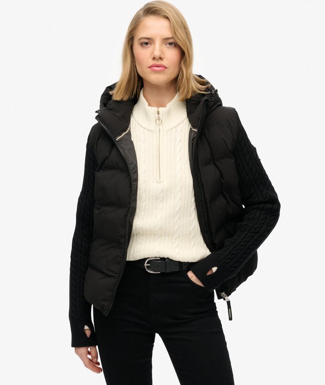 superdry Cable Knit Sleeve Hybrid Jacket