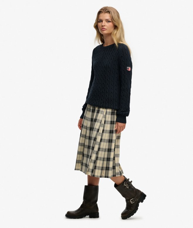 Superdry Check Pleated Midi Skirt