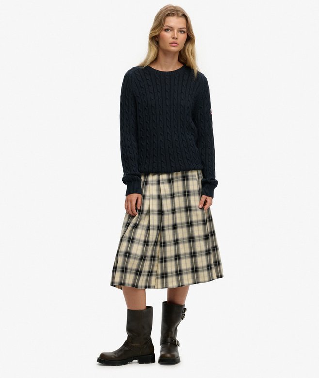 Superdry Check Pleated Midi Skirt