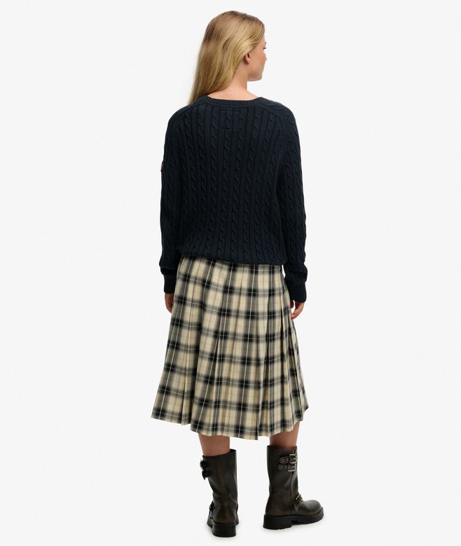 Superdry Check Pleated Midi Skirt