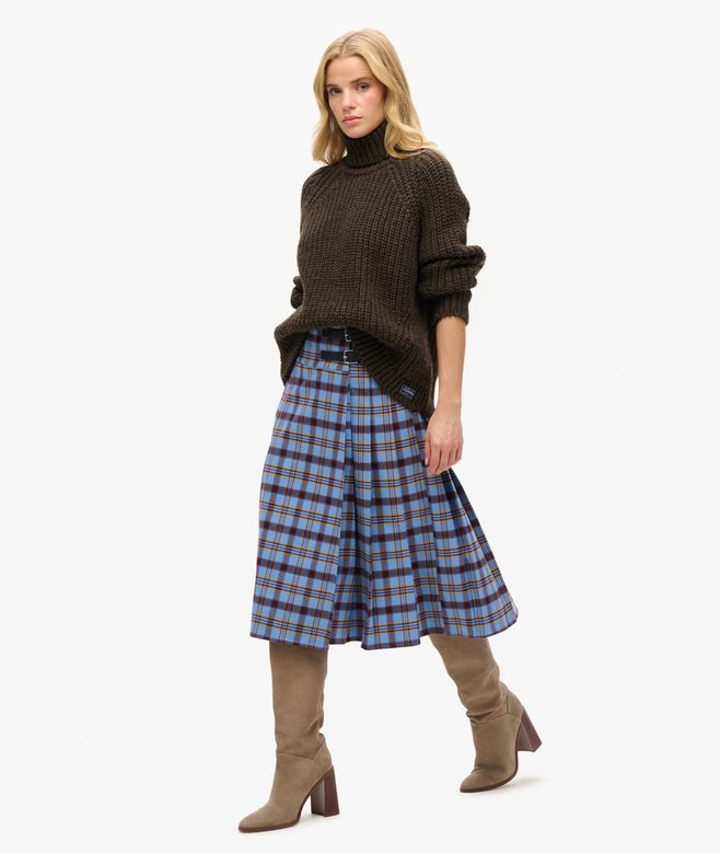 Superdry Check Pleated Midi Skirt