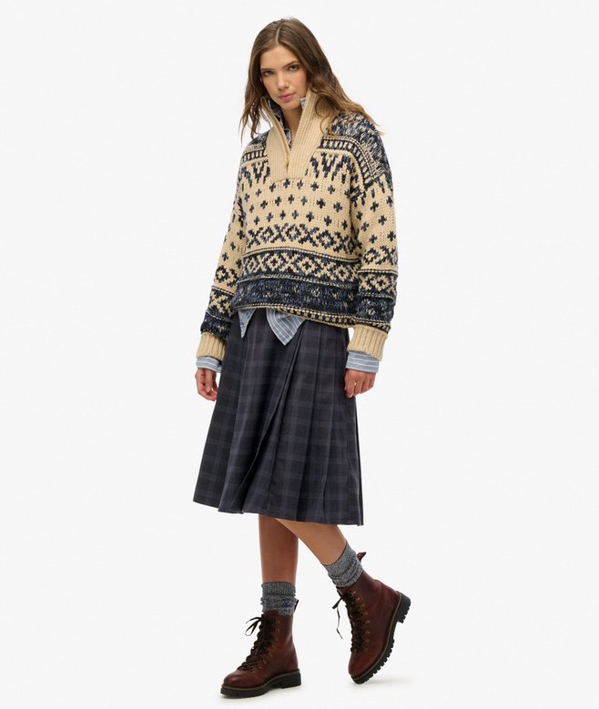 Superdry Check Pleated Midi Skirt