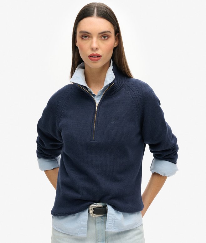 superdry Classic Cotton Knit Half Zip Jumper
