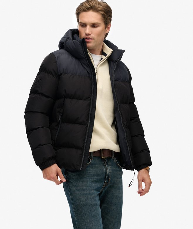 superdry Colourblock Hooded Puffer Jacket
