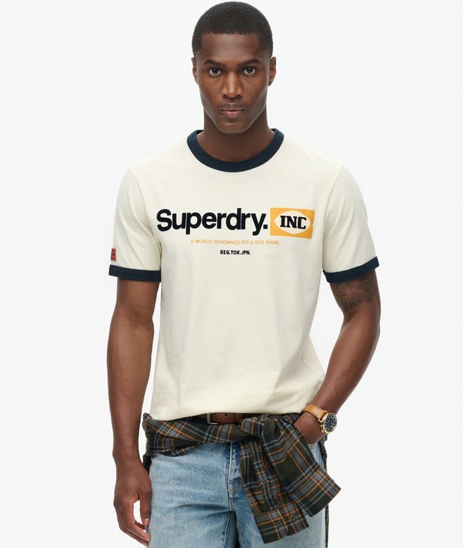 superdry Core Logo Ringer Workwear Graphic T-Shirt